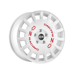 OZ Rally Racing 17x7" 4x108 ET40, White, Red Lettering