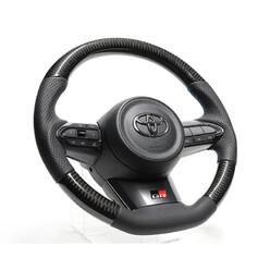 GReddy Black Carbon Steering Wheel with 3-Color Stitch for Toyota Yaris GR GXPA16